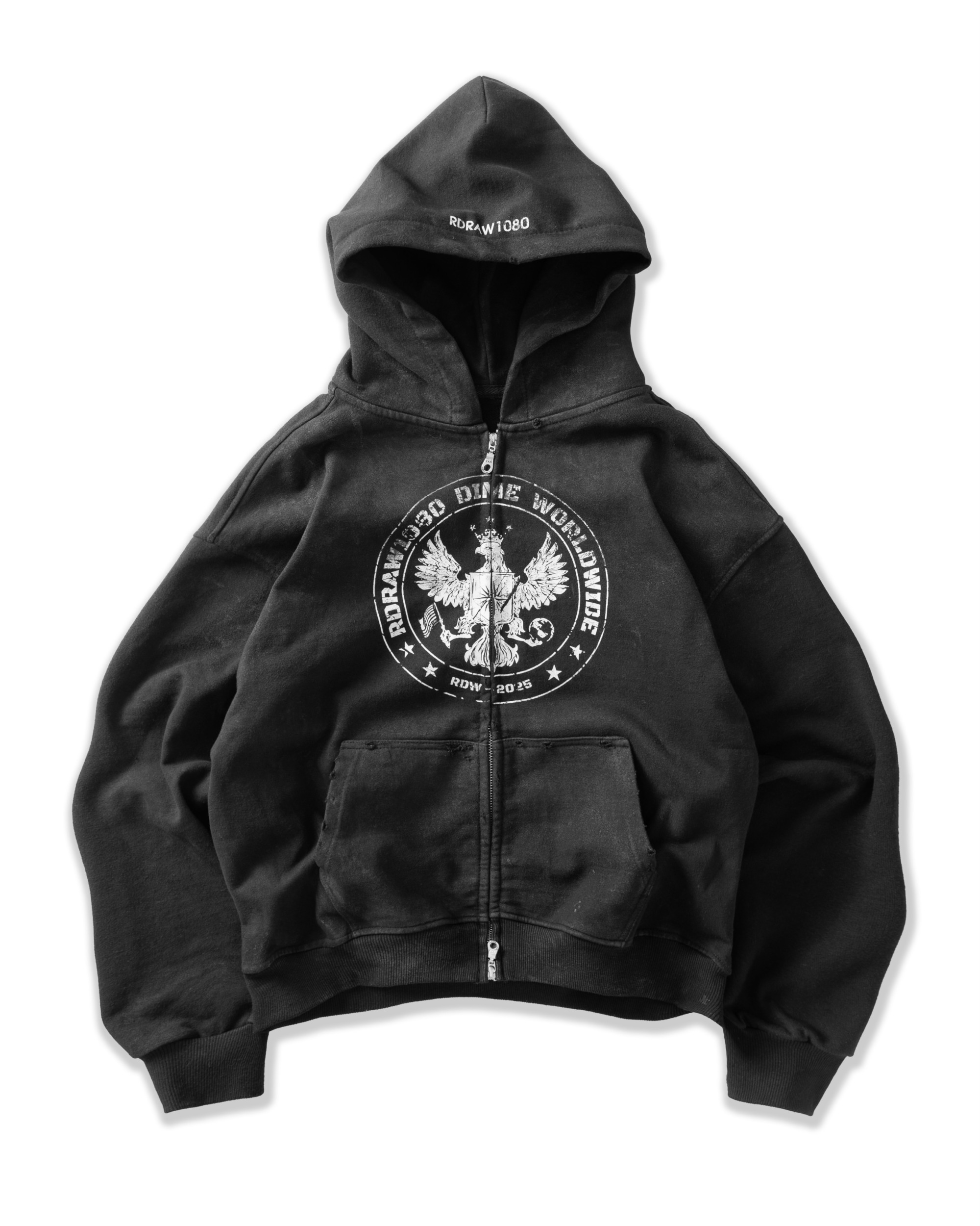 RDW GLORY WAXED ZIP-UP HOODIE