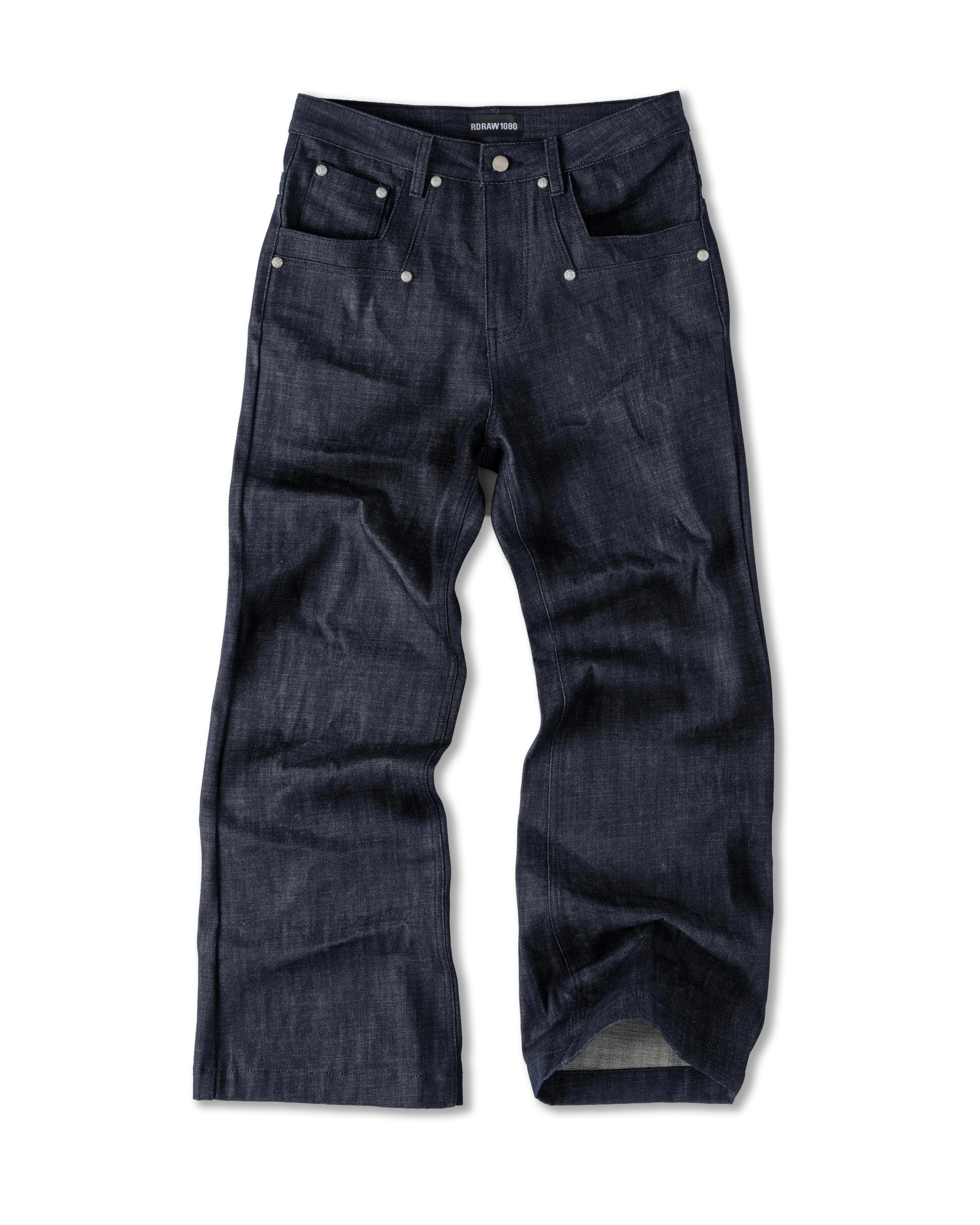 RDW FLARED RAW DENIM PANTS / NAVY