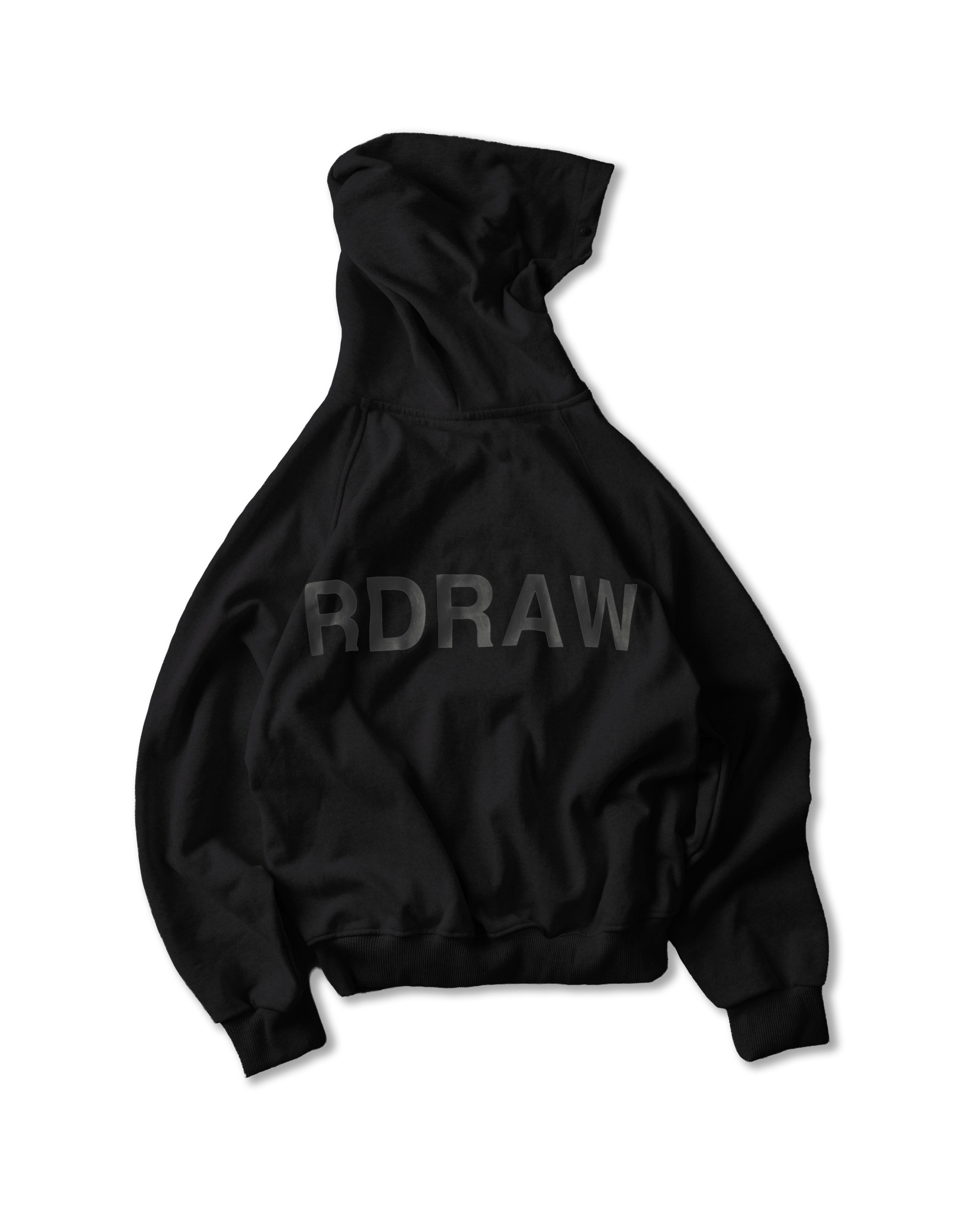 RDW RIVET RAGLAN ZIP HOODIE / BLACK