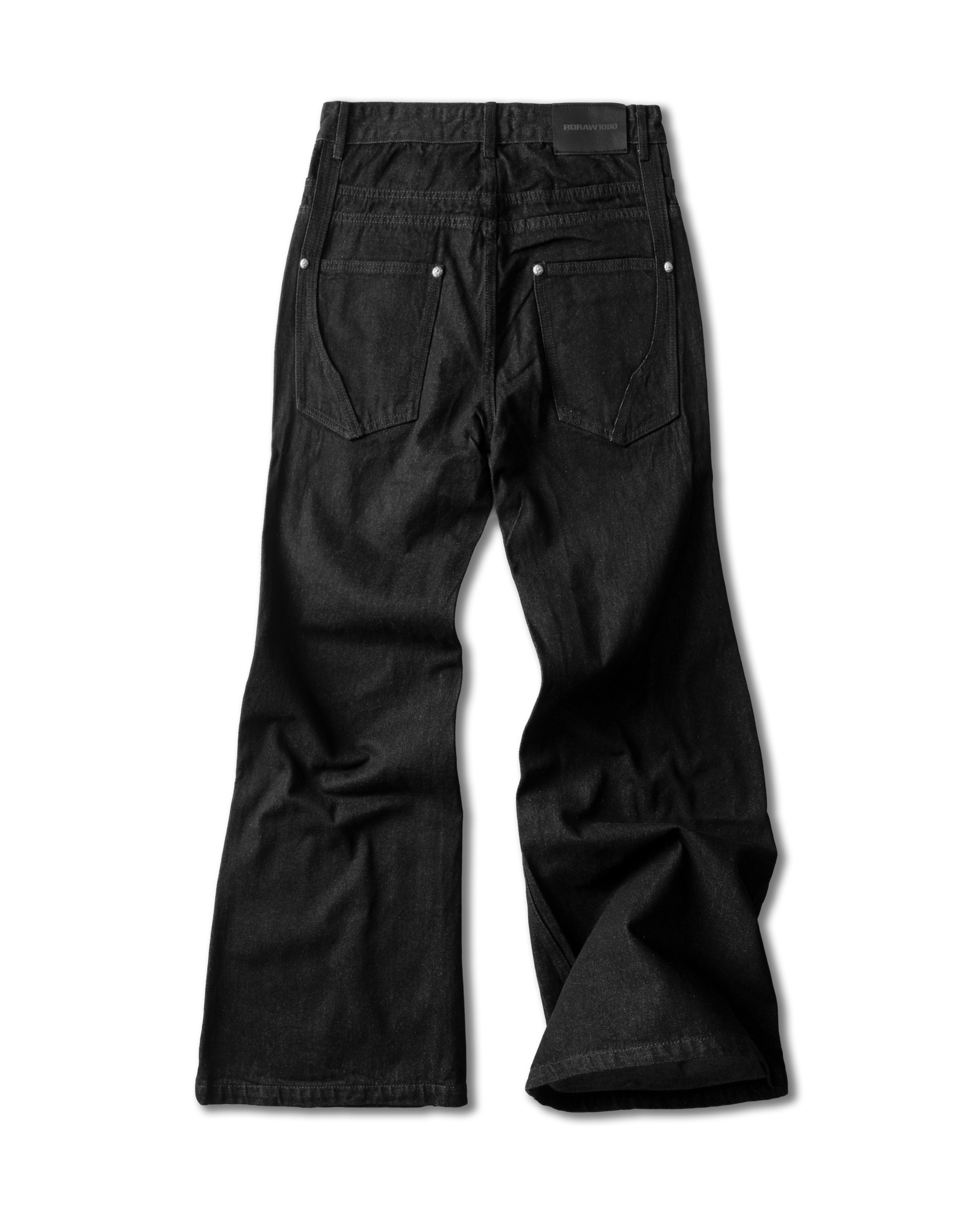 RDW FLARED RAW DENIM PANTS / BLACK