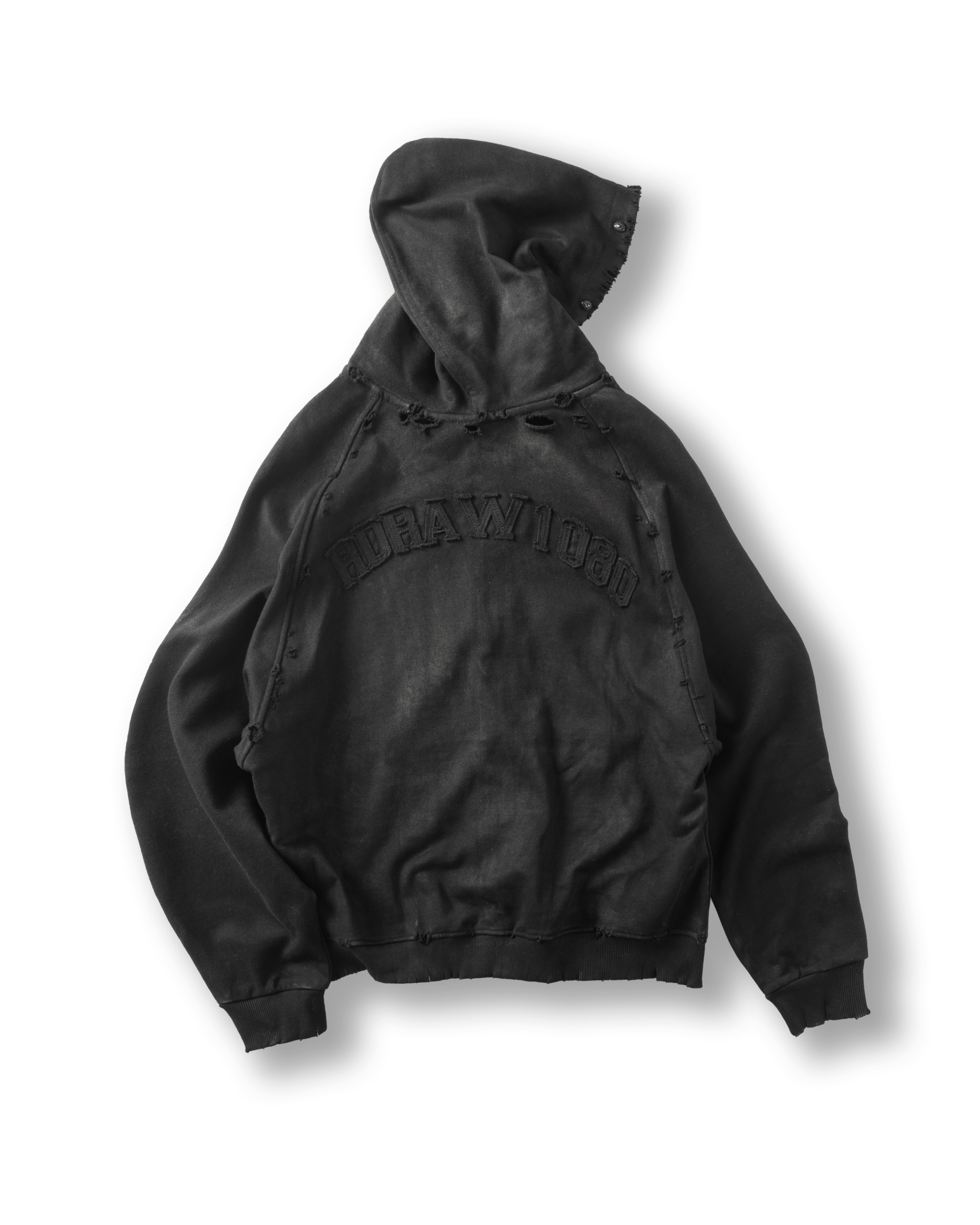 RDW DESTROYED RAGLAN ZIP HOODIE
